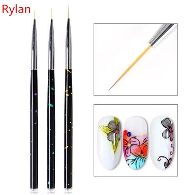 China Rylan Smooth Nail Pen Wholesale 3 Painted Fine Line Pen Set Handle Pen Acrylic Paint Line Nails Art Nail Brush With Custom Logo for sale