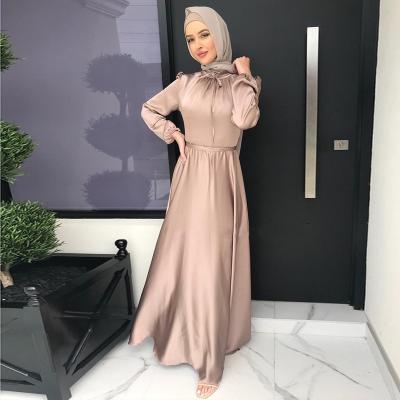 China 2021 Hot Sale Lady Ethnic Islamic Clothing For Women Fashion Solid Color Long Sleeve Women Dress Abaya Women Muslim Dress for sale