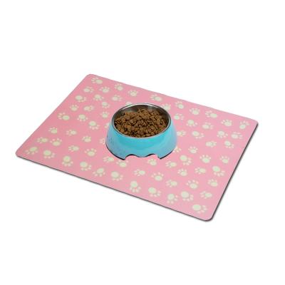 China Non-slip Waterproof Dog Cat Mat Paw Print Pet Feeding Mat Removable Cover Easy To Clean Pet Place Mat for sale