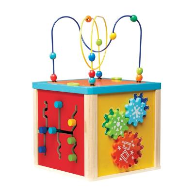 China Wooden Educational Wooden Activity Cube Baby, Speed ​​Clock Maze Shape Sorter for sale