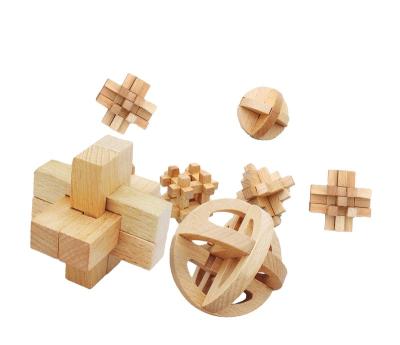 China Wooden Beech Wood Puzzle Toy For Kids Adult Luban Lock Gift for sale