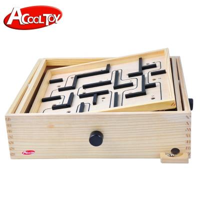 China Wooden Pinewood Keep Metal Ball Maze Toys Puzzle Game Balancing Toy for sale