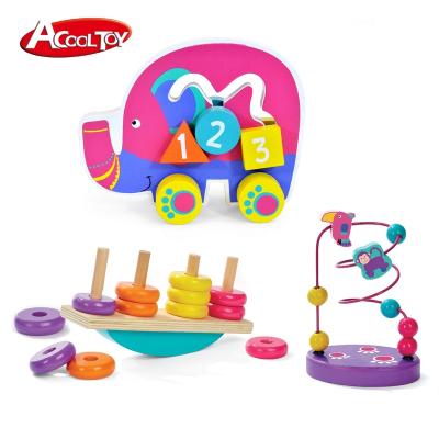 China 2022 Plywood Trio Elephant Trio Kids Wooden Educational Toy Gift Box Bead Maze Elephant Car Balancing Toy For Kid for sale