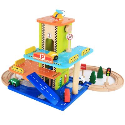 China Garage Parking Lot Pretend Play Toys Wooden Cartoon Other Educational Toys Color Box 50 PCS 3 Ages+ 49*34*35cm EN71 ASTM TQ1702 44.5*33.3*37cm for sale