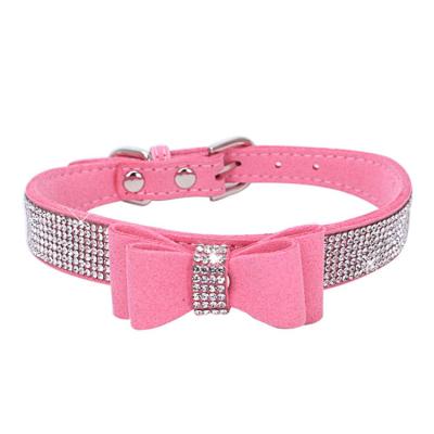 China Hot Sale Fashion Personalized Bling Rhinestone Bow Tie Crystal Dog Collar With Bow Tie Rhinestone Puppy Bling Collars For Small Dogs for sale