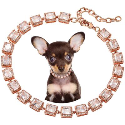 China Luxury Quick Release Crystals Healing Stones Bling Collar Dog Chain Collar For Small Medium Dogs for sale