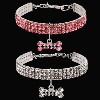 China Personalized Shiny Crystal Bling Western Rhinestone Dog Collar Pet Puppy Bling Crystal Teddy Dog Cat Collar Rhinestone Diamond for sale