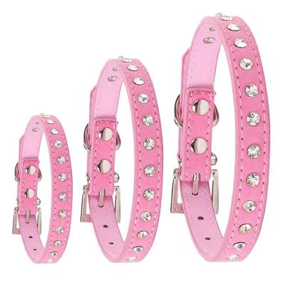 China Personalized Dog Collar with Luxury Rhinestone Diamond Personalized Leather Dog Collar Female Dog Collar for sale