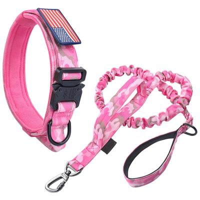 China Custom Adjustable Nylon Collars and Leash Tactical Dog Collar for Medium Large Dogs with Metal Buckle for sale