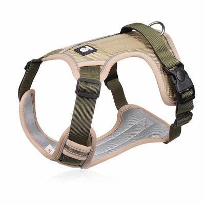 China Tactical Stocked Dog Vest with Reinforced Top Handle, Front Leash Clip Breathable Reflective Tactical Dog Military Harness for sale