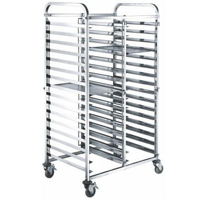 China 201 Stainless Steel Bread Cart Bakery Trolley Stainless Steel Bread Pan Cart 30 Trays for sale