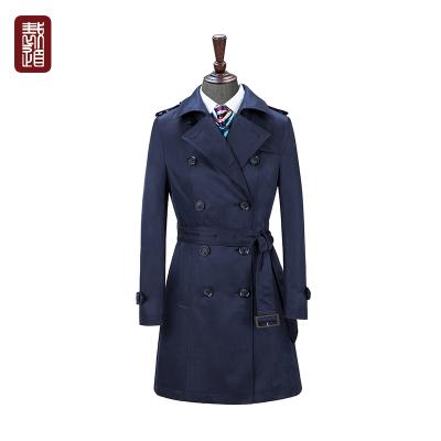 China Good Lady Anti-Shrink Navy Twill Windbreaker Doulbe-breasted with Belt for sale