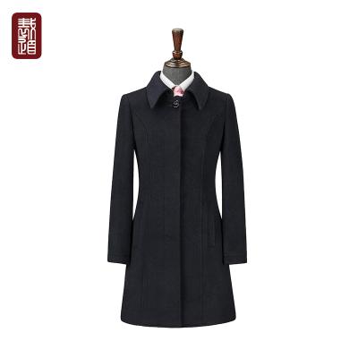 China Nap-Long Winter Women's Woolen Overcoat Anti-Shrink Coat in Navy for sale