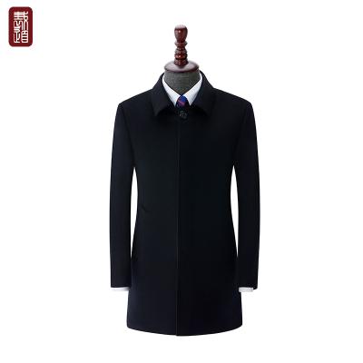 China Men Winter Turn-down Collar Anti-Shrink Slim Fit Overcoat With Cashmere for sale