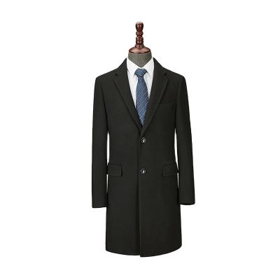 China Anti Shrink Navy Winter Mens Wool Coats Overcoat Black Notch Flap Pockets for sale