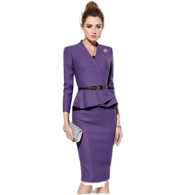 China Women's Style New Fashion Skirt Suit Peplum Wool Suit Anti-Shrink for sale