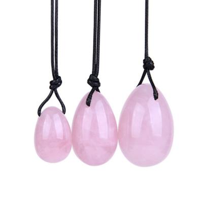 China China Wholesale Natural Crystal Rose Quartz Yoni Eggs Jade Massage Kegel Balls Yoni Eggs Set Of 3 For Vaginal for sale