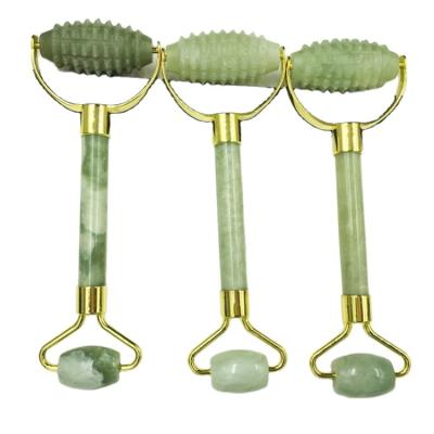 China Wholesale Private Label Face Lift Jade Massage Roller Natural Spiked Facial Anti Aging Jade Roller For Face for sale