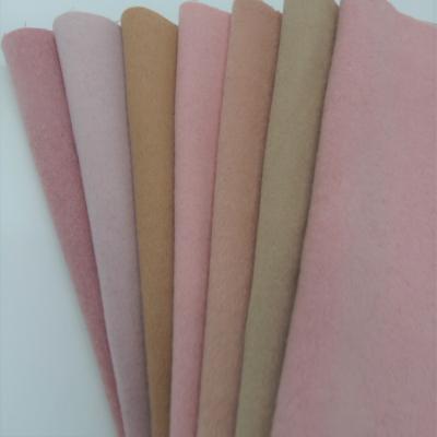 China Brushed Pink Sueded Face Double Sides Fabric Two Sides Light Weight Plain Wool Solid Fine Wool Fabric Mid Dyed Color Overlay Woven Fleece for sale