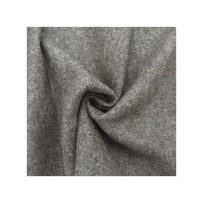 China Wind proof face twill wool fabric single side yarn dyed khaki color tweed wool fabric fleece woven fabric for overcoat for sale