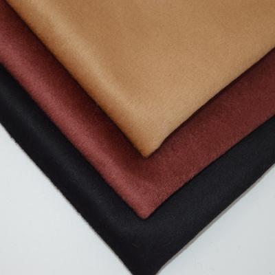 China Double woven fabric overlaying soft dyed single faced fleece light-mid weight woolen fabric one side color single face silk fabric one silk solid wool for sale