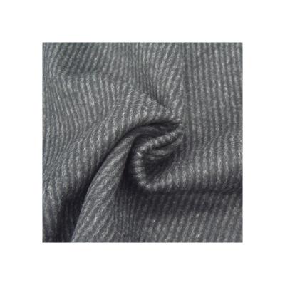 China Wind Proof Vertical Face Stripe Fabric One Wrap Single Stitch Wool Single Side Woven Fleece Textile For Overcoat for sale