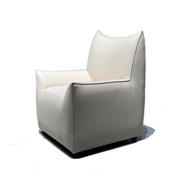 China Nordic Simple Tufted Living Room Sofa Chair Leather Leisure Armchair White Living Room Furniture for sale