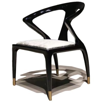 China Irregular Modern Minimalist Luxury Fabric Chair Irregular Wooden Dining Chair Furniture Dining Room Home Furniture for sale