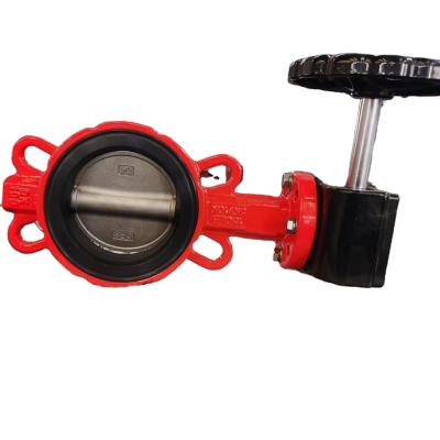 China Wafer Type Turbine Signal Handle Butterfly Valves Fire PIPES dn50-dn250 PN10 PN16 D371X Cast Iron Pipe Red for sale