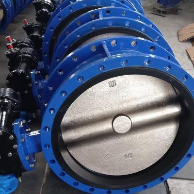 China Double Pipes dn50-dn1200 PN10 PN16 1.0MPa 1.6MPa Dz341X Dz41X Cast Iron Turbine Blue Flange Butterfly Valves for sale