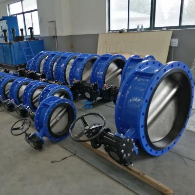 China Blue Pipes 1.0PMa 1.6MPa Dz341X Dz41X Cast Iron Double Turbine Flanges Pipe Butterfly Valve for sale