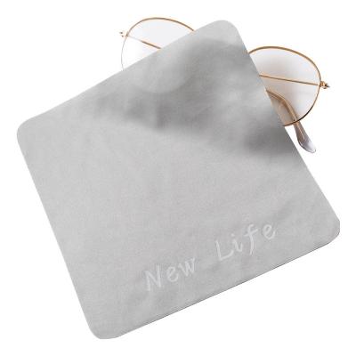 China Viable Wholesale Gray Round Corner Microfiber Cleaner Cloth With Custom Logo Print Rounded Edge Glasses Lens Cleaning Cloth for sale