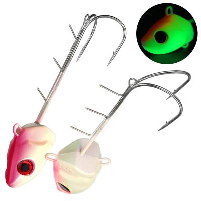 China 160g Binary Lead Hook Double Fish Jig Fish Hook Luminous Head Luminous Hook for sale