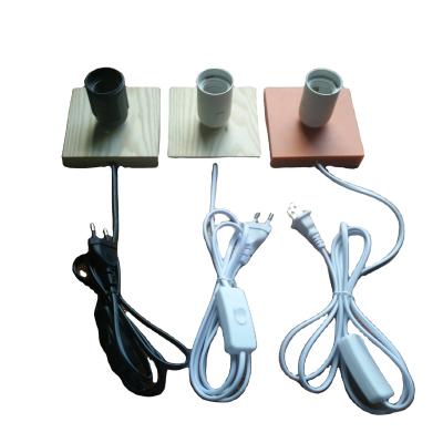 China E27 Screw Table Lamp Base Lamp Holder With Hanging Up Wire Wood Led Base Sockets for sale