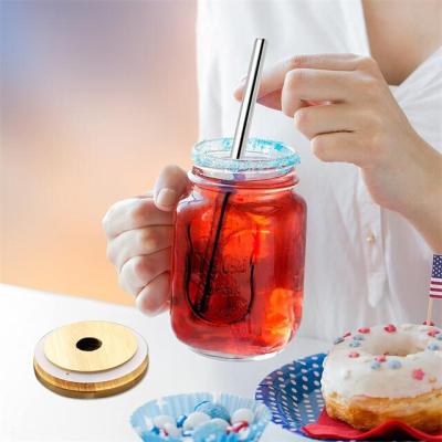 China New Product Glass Food Jar 16 Ounce Glass Drinking Mason Jars With Lid And Straw Without Handle for sale