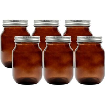 China Natural Amber Glass Jar 32 Ounce Mason Jars Quiet Wine/Food Storage 9oz Sparkling Wine for sale