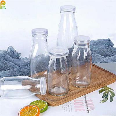 China Wholesale 200ml 250ml 500ml 1000ml Juice Packaging Milk Dairy Glass Bottle With Metal Lid for sale