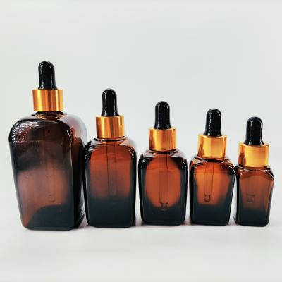 China Square Amber Glass Essential Oil 10ml Matte Glass Bottles Matte Amber Glass Oil Bottle for sale