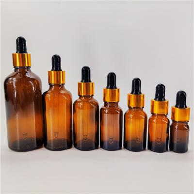 China 30ml Essential Oil Dropper Essential Oil Glass Bottles Boston Round Amber Frosted Matte Glass Oil Bottle for sale