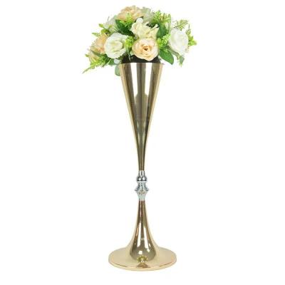 China Good Quality Cheapest Metal Gold Wedding Centerpieces Flower Stand for sale