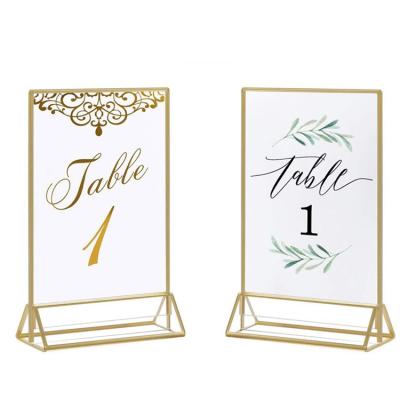 China 2022 New Durable Frosted Metal Gold Wedding Place Cards Table Service Numbers for sale