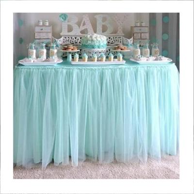 China Linen low price complete in features fabric styles decorative table skirts for sale