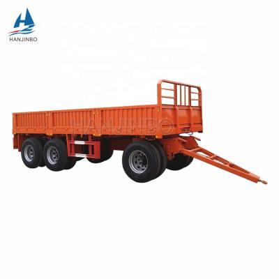 China Flatbed Truck Trailer 3 Axle 40t-60t Full Trailer With Side Wall And Draw Bar for sale