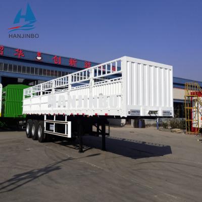 China Low Price 3 Axle 50 Ton Side Wall Fence Box Stake Cargo Semi Truck Trailer Truck Trailer for sale