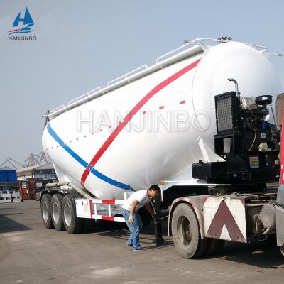 China Dry Concrete Truck Trailer Powder Truck Trailer With Air Compressor 3 Axles Cement Bulk Silo Trailers for sale