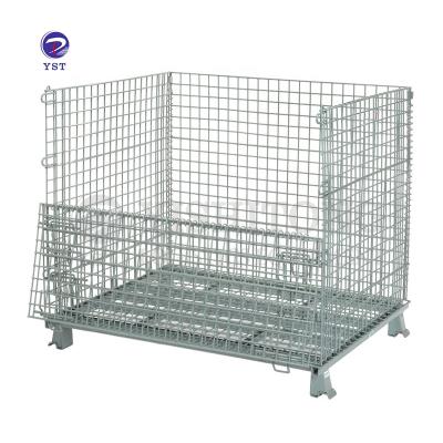 China YST Wholesale Warehouse Storage Steel Metal Wire Mesh Industrial Collapsible Stackable Baskets for sale