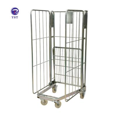 China Durable Customized China Metal 3 Sided Heavy Duty Warehouse Steel Roll Cage Stackable Container for sale