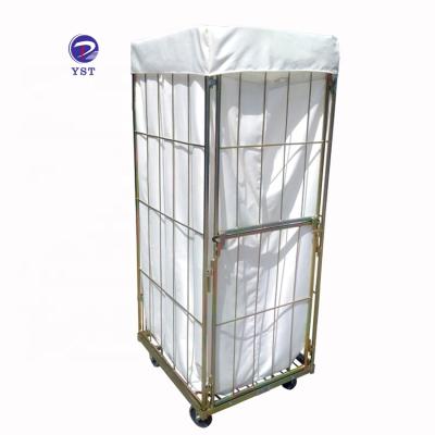 China 4 Side Laundry Warehouse Logistic Storage Folding Galvanized Steel Wire Mesh Laundry Roll Cage for sale