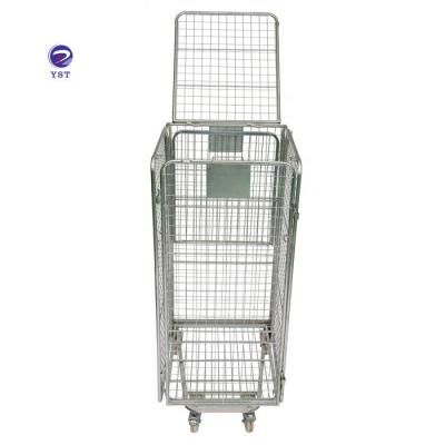 China Durable Logistics Folding Roll Cages Wire Steel Roll Container Pallet for sale