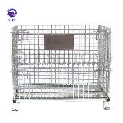 China Durable Galvanized Euro Style Outdoor Metal Wire Mesh Container Industry Pallet Box Portable Cage for sale